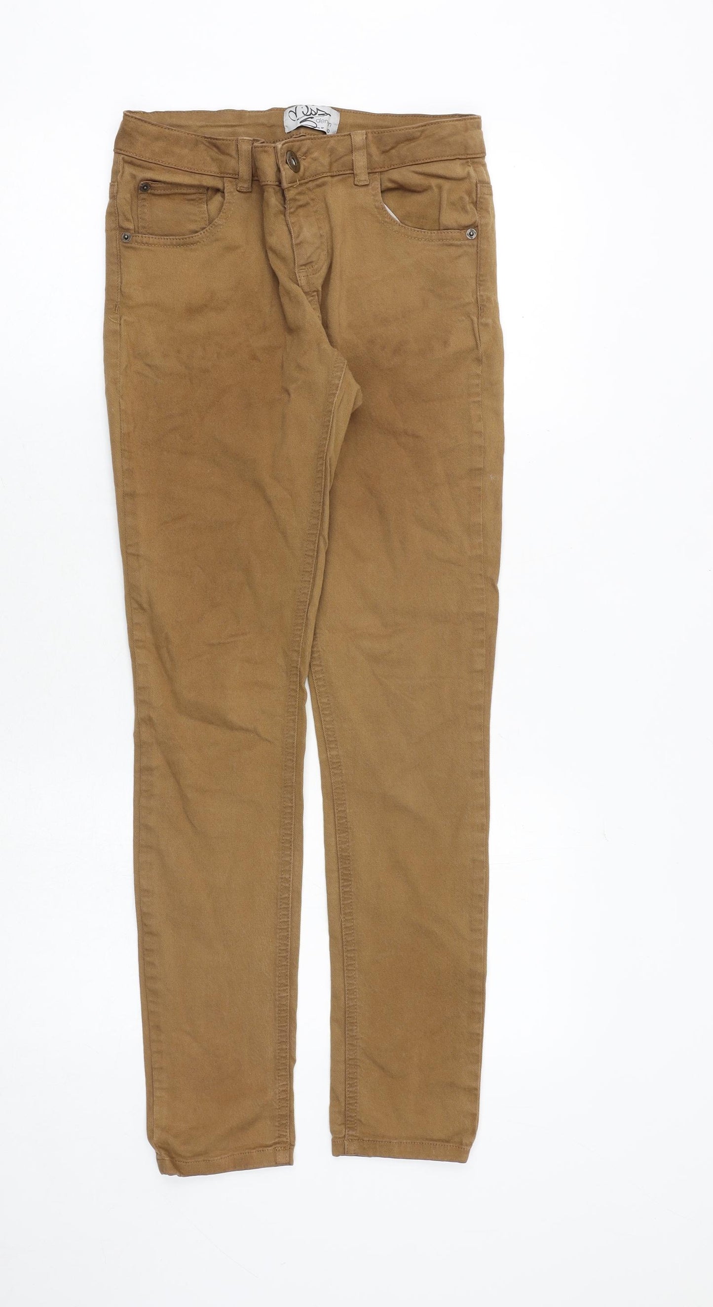 Miss Selfridge Womens Brown Cotton Skinny Jeans Size 10 Regular Zip