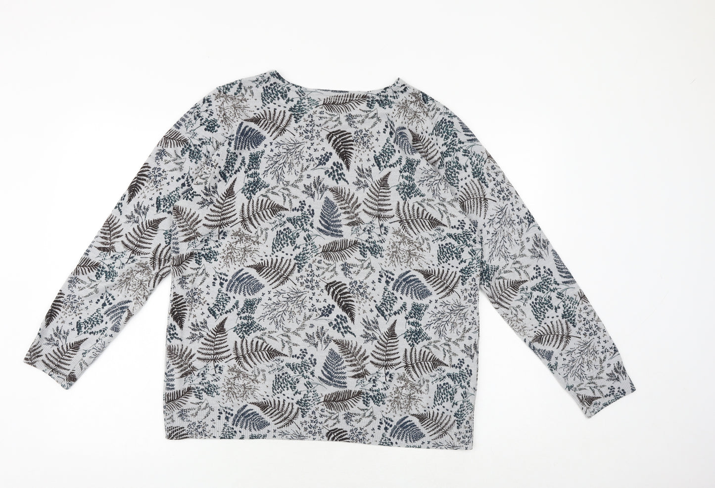 Maine Womens Grey Round Neck Geometric Acrylic Pullover Jumper Size 16