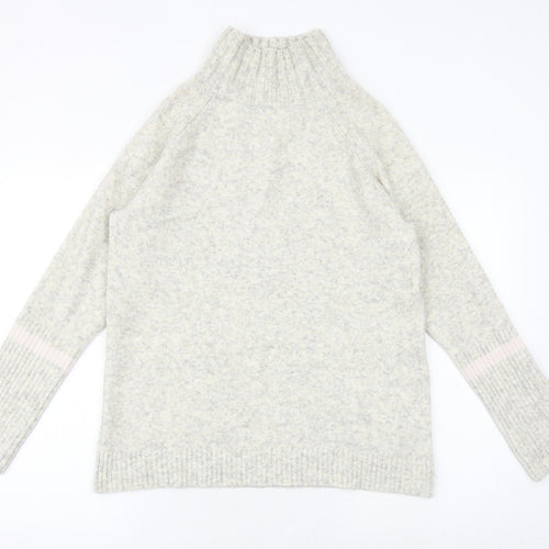 Mint Velvet Womens Beige Mock Neck Acrylic Pullover Jumper Size 12