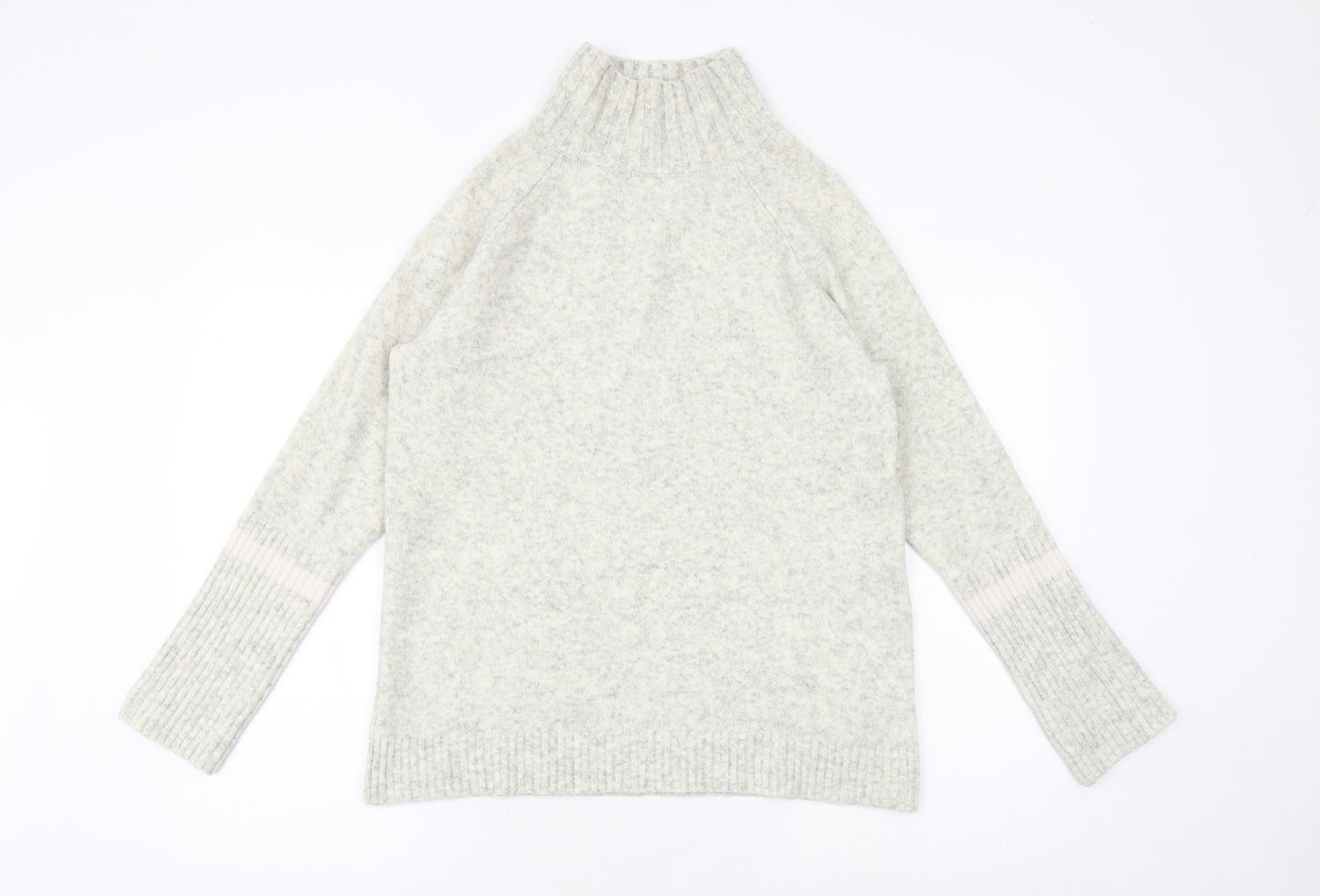 Mint Velvet Womens Beige Mock Neck Acrylic Pullover Jumper Size 12