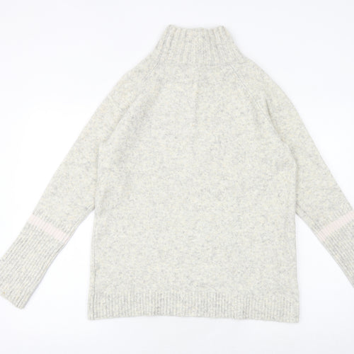 Mint Velvet Womens Beige Mock Neck Acrylic Pullover Jumper Size 12