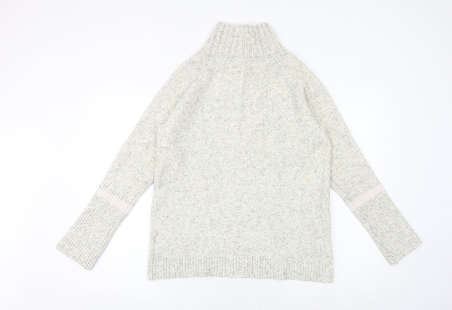 Mint Velvet Womens Beige Mock Neck Acrylic Pullover Jumper Size 12
