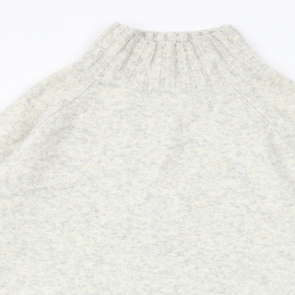 Mint Velvet Womens Beige Mock Neck Acrylic Pullover Jumper Size 12