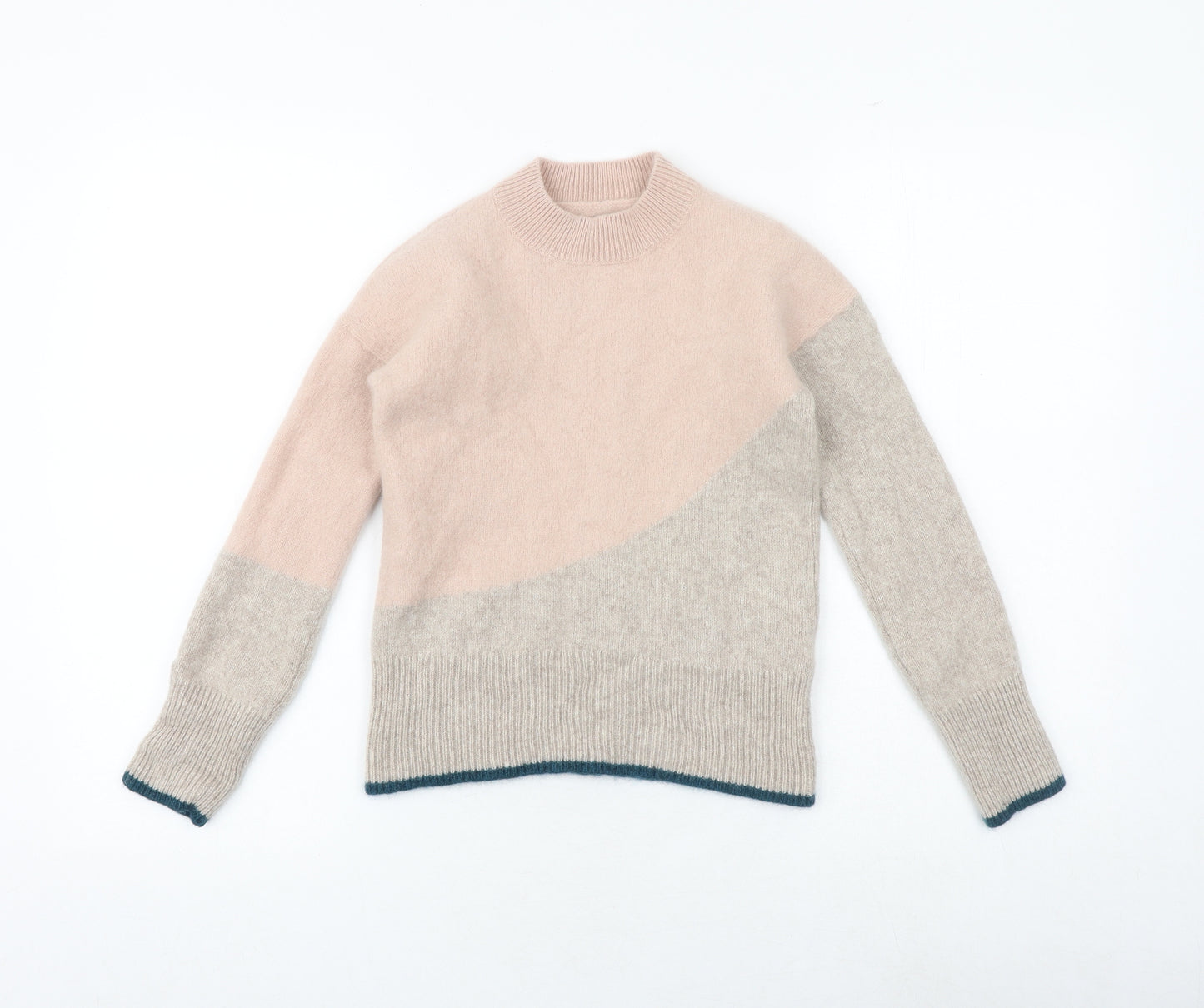 Jigsaw Womens Multicoloured Mock Neck Geometric Cashmere Pullover Jumper Size XS