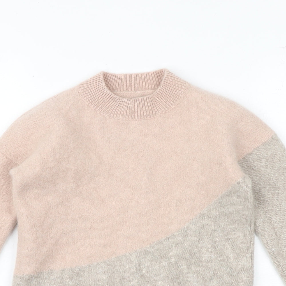 Jigsaw Womens Multicoloured Mock Neck Geometric Cashmere Pullover Jumper Size XS