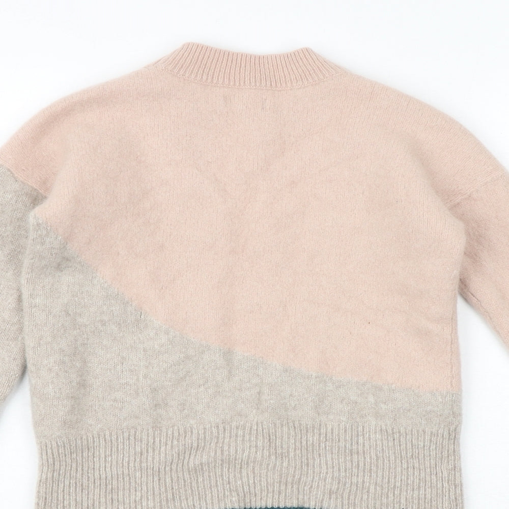 Jigsaw Womens Multicoloured Mock Neck Geometric Cashmere Pullover Jumper Size XS