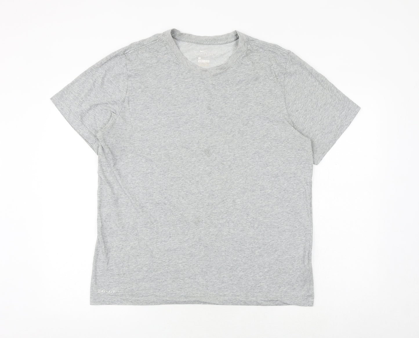 Nike Womens Grey Cotton Basic T-Shirt Size L Round Neck
