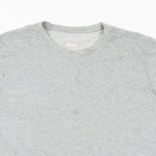 Nike Womens Grey Cotton Basic T-Shirt Size L Round Neck