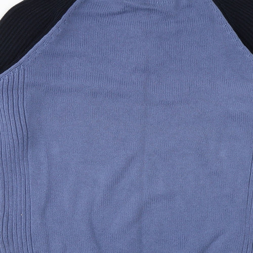 Nautica Mens Blue High Neck Cotton Pullover Jumper Size L Long Sleeve
