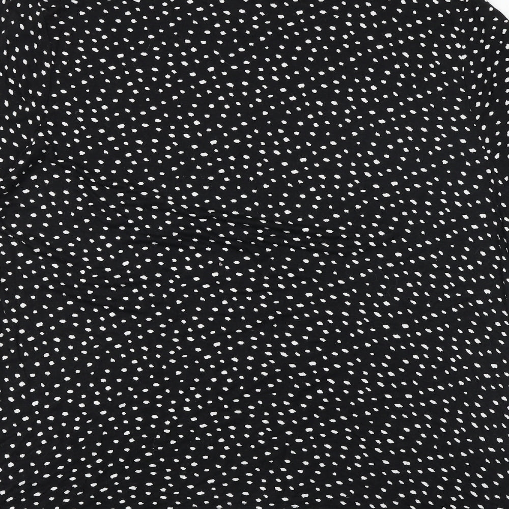 Marks and Spencer Womens Black Geometric Viscose Basic T-Shirt Size 22 Round Neck