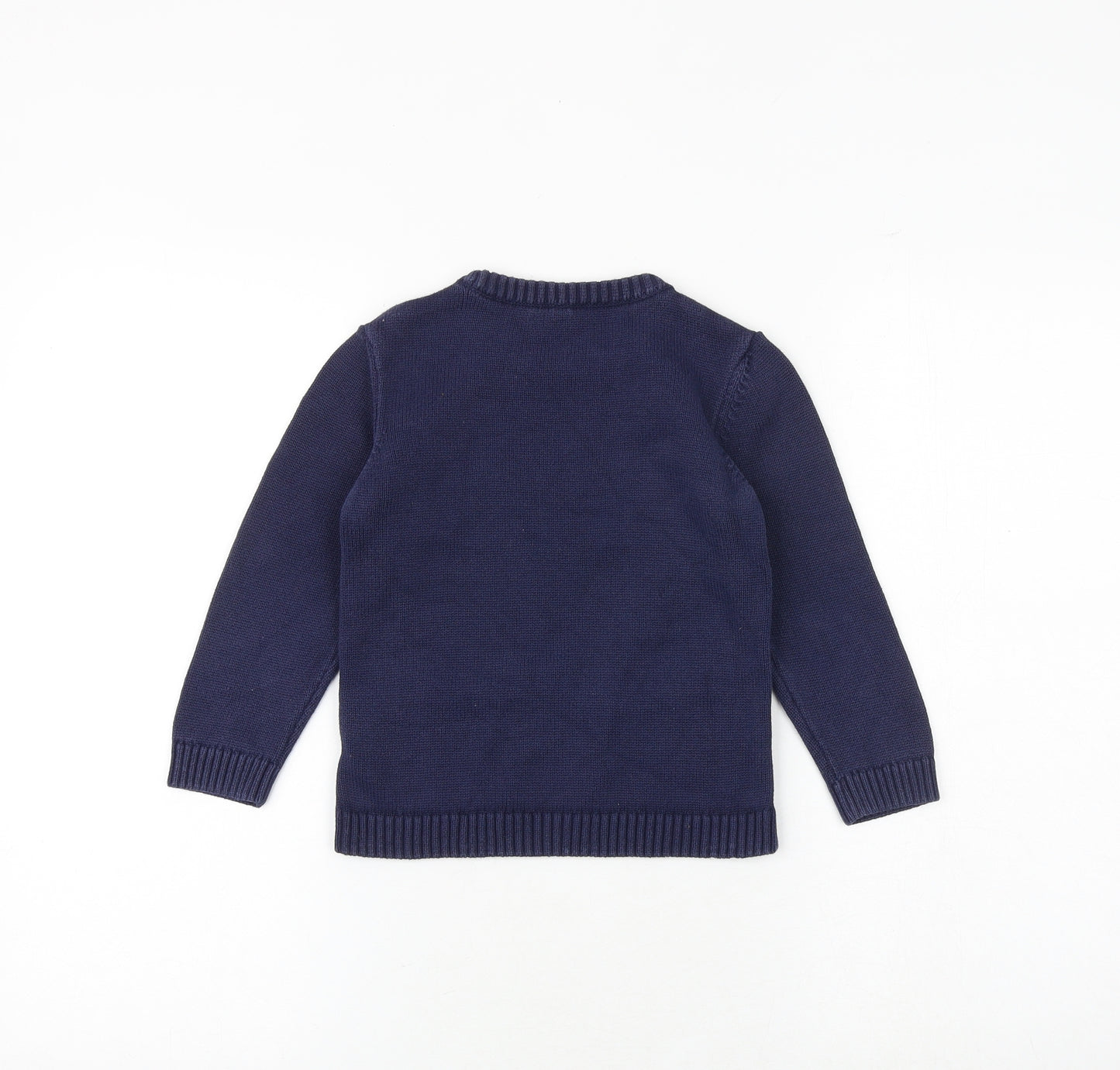 Marks and Spencer Boys Blue Round Neck 100% Cotton Pullover Jumper Size 3-4 Years Pullover - Bears