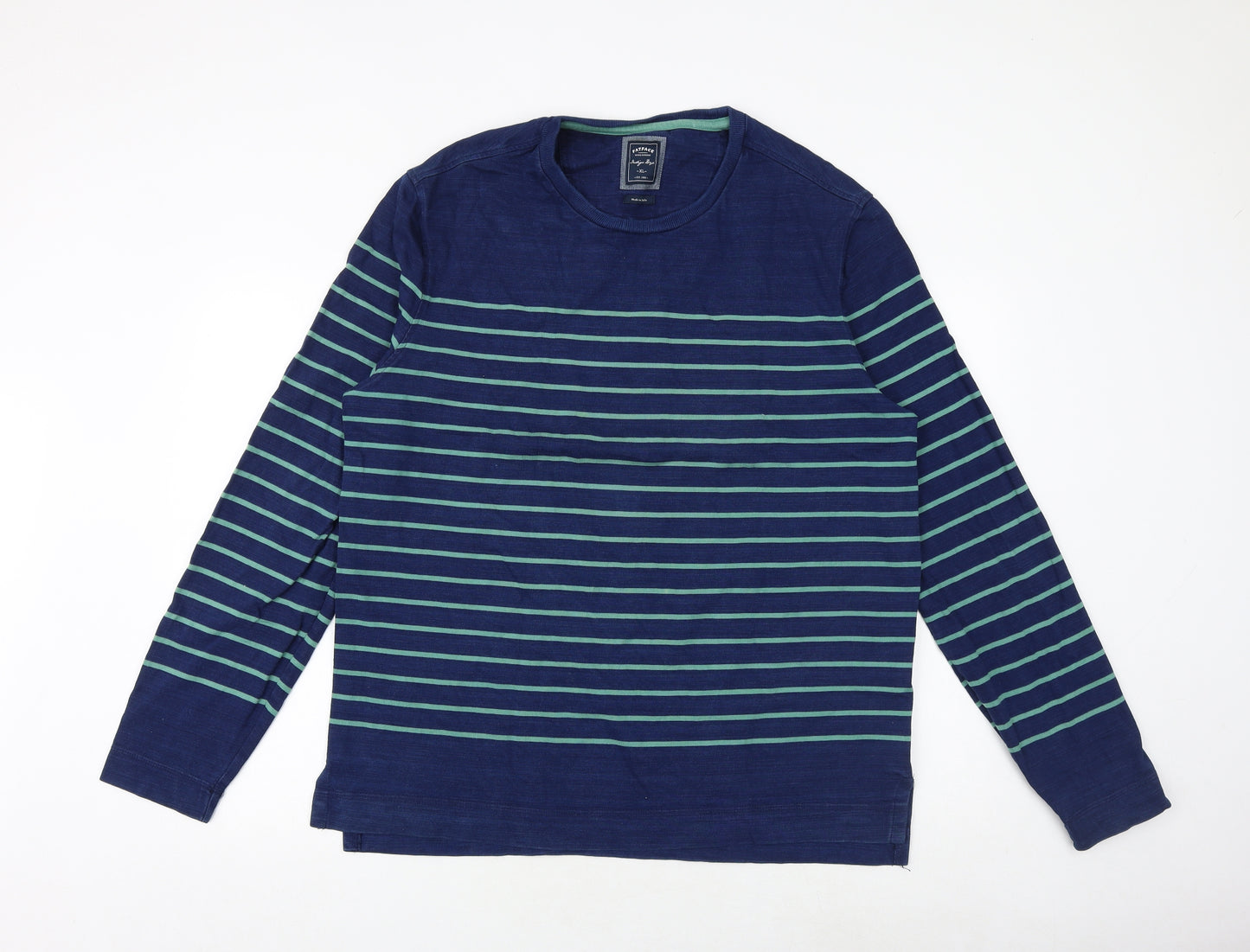 Fat Face Mens Blue Striped Cotton Pullover Sweatshirt Size XL
