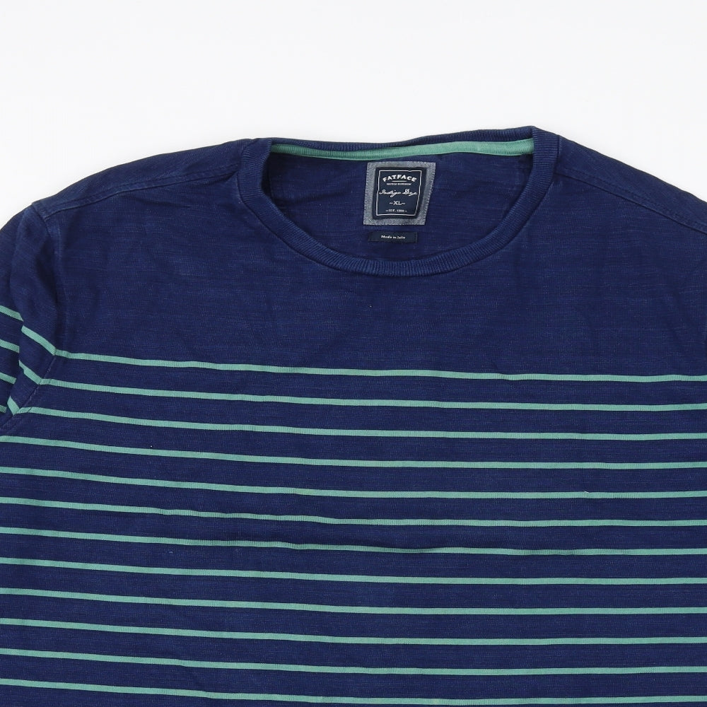Fat Face Mens Blue Striped Cotton Pullover Sweatshirt Size XL