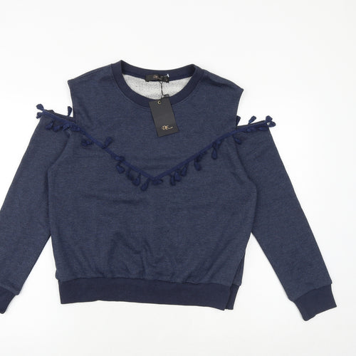 DF Womens Blue 100% Cotton Pullover Sweatshirt Size S Pullover - Cold Shoulder