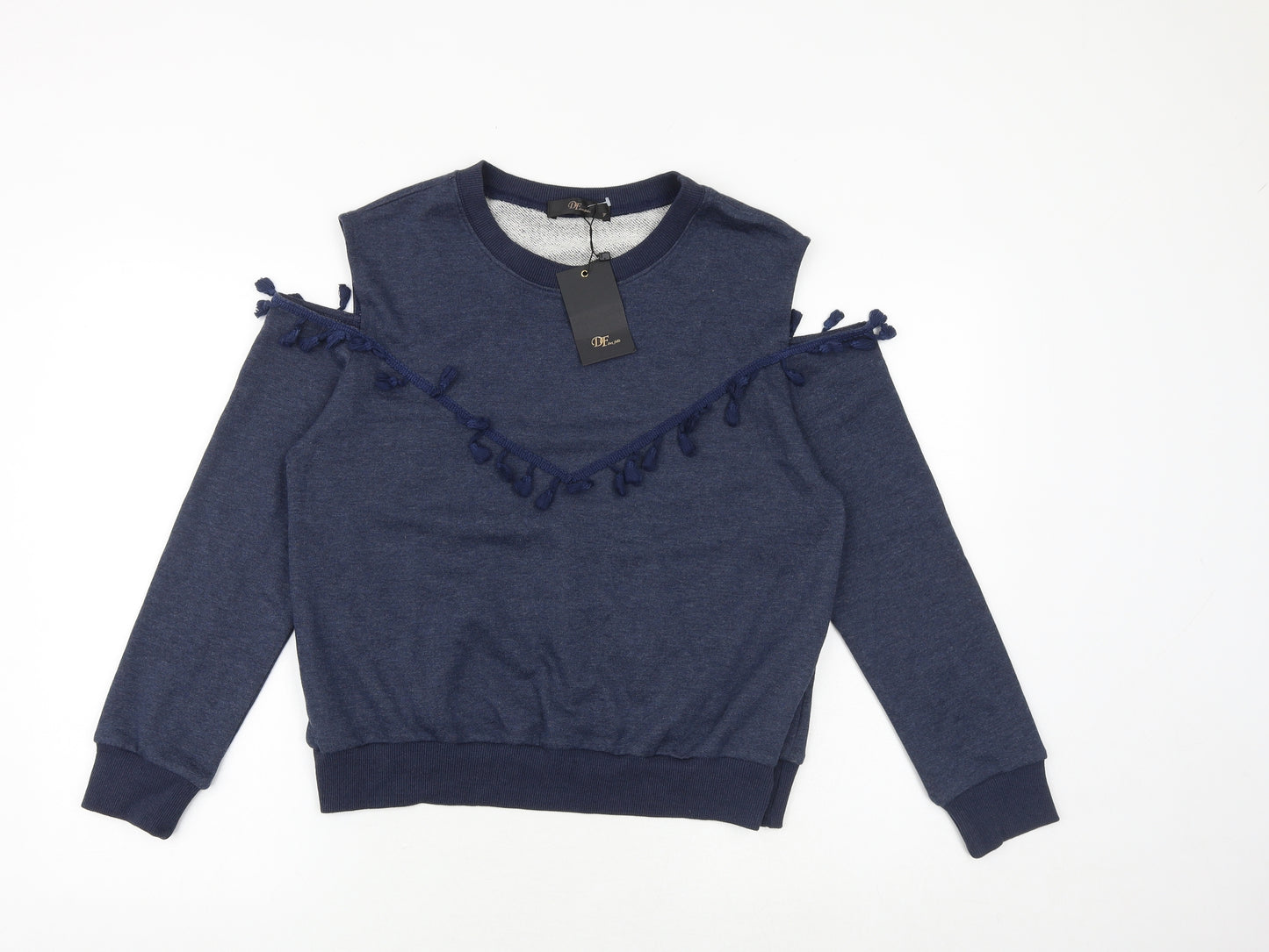 DF Womens Blue 100% Cotton Pullover Sweatshirt Size S Pullover - Cold Shoulder