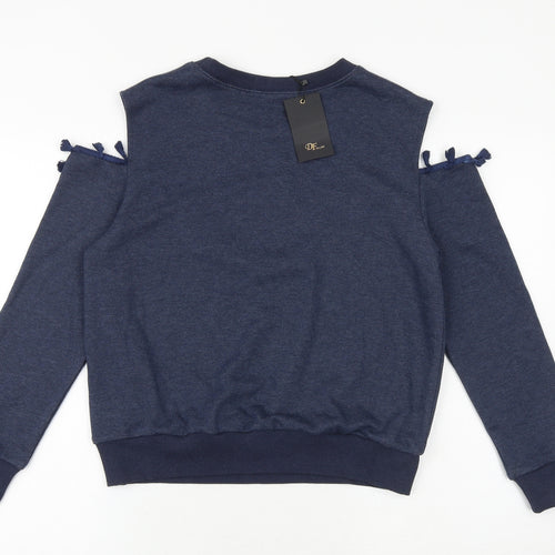 DF Womens Blue 100% Cotton Pullover Sweatshirt Size S Pullover - Cold Shoulder