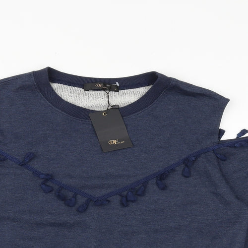 DF Womens Blue 100% Cotton Pullover Sweatshirt Size S Pullover - Cold Shoulder