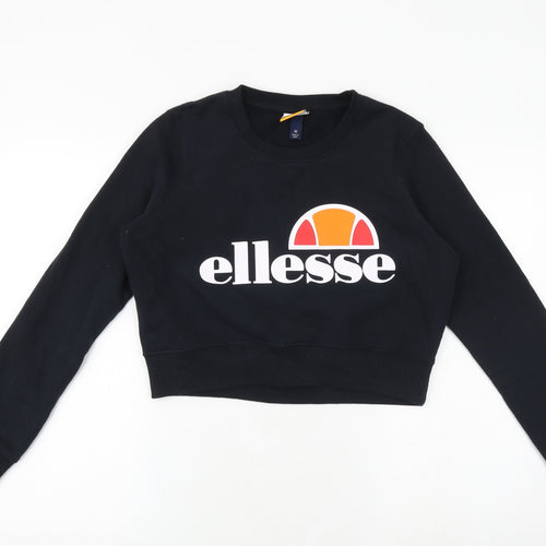 ellesse Womens Black Cotton Pullover Sweatshirt Size 10 Pullover