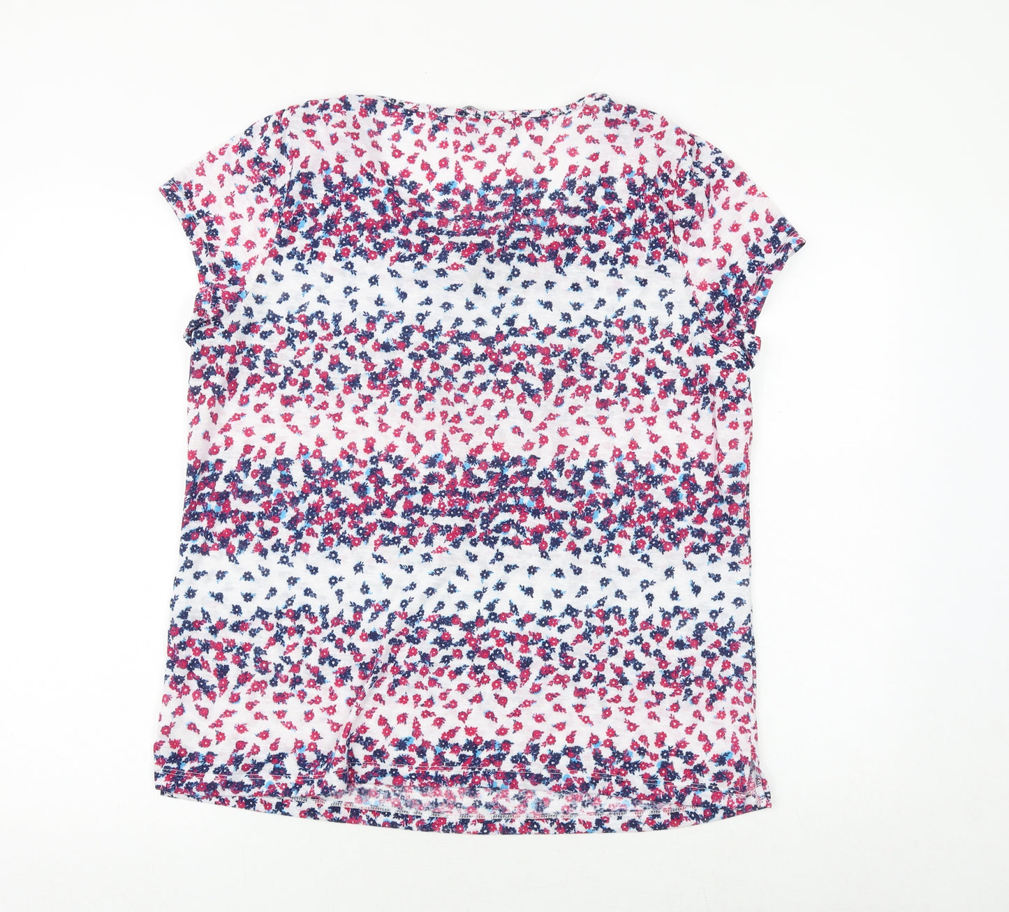 Bonmarché Womens Multicoloured Floral Polyester Basic T-Shirt Size 16 Boat Neck