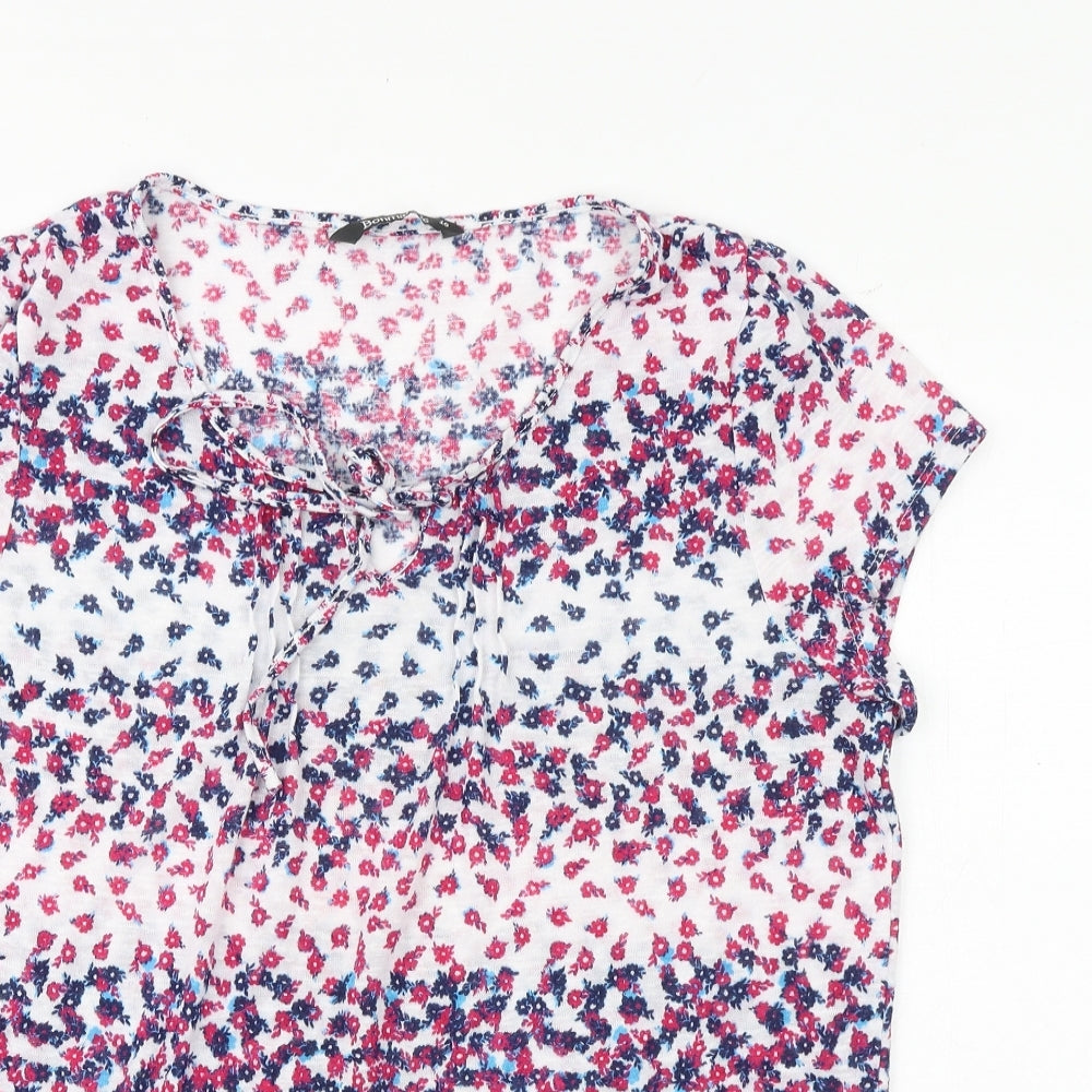 Bonmarché Womens Multicoloured Floral Polyester Basic T-Shirt Size 16 Boat Neck