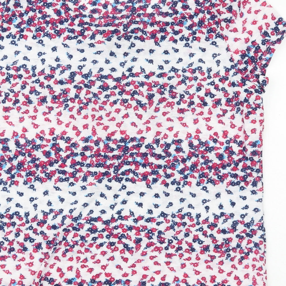 Bonmarché Womens Multicoloured Floral Polyester Basic T-Shirt Size 16 Boat Neck