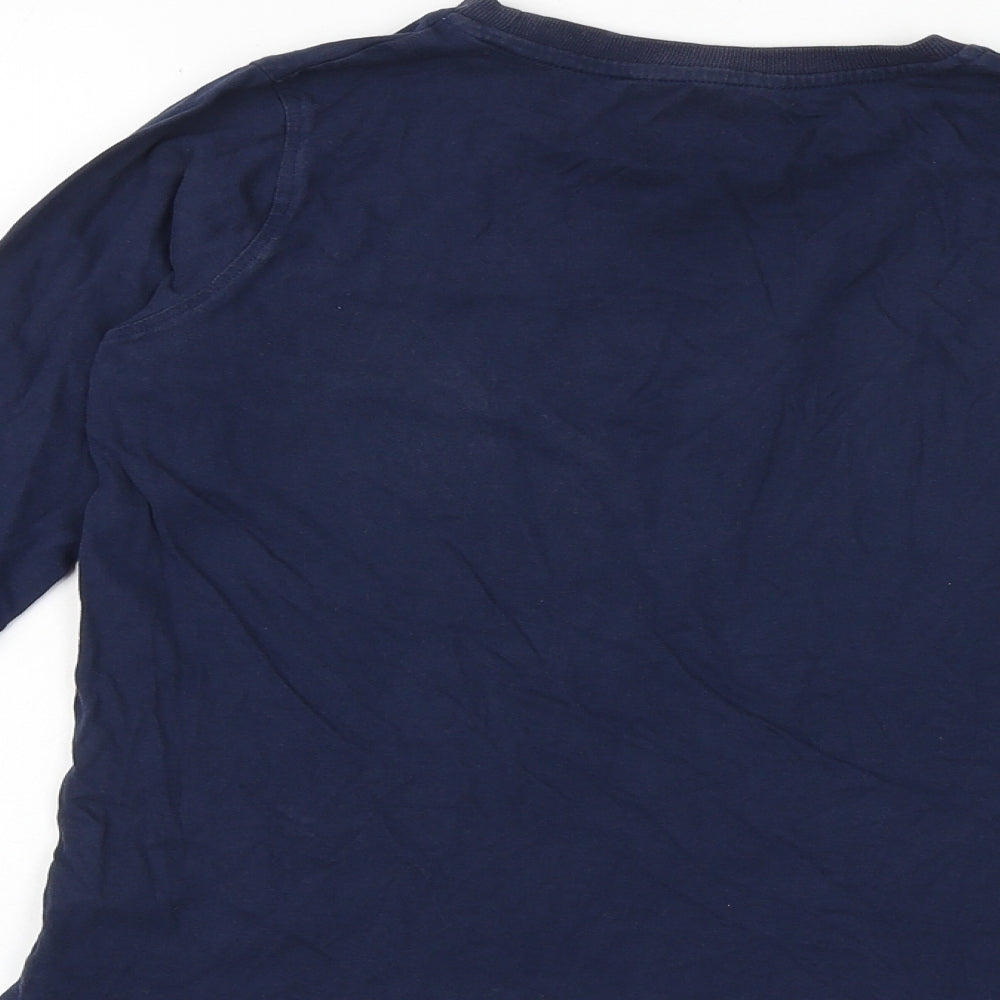 Marks and Spencer Boys Blue Striped Cotton Basic T-Shirt Size 9-10 Years Round Neck Pullover