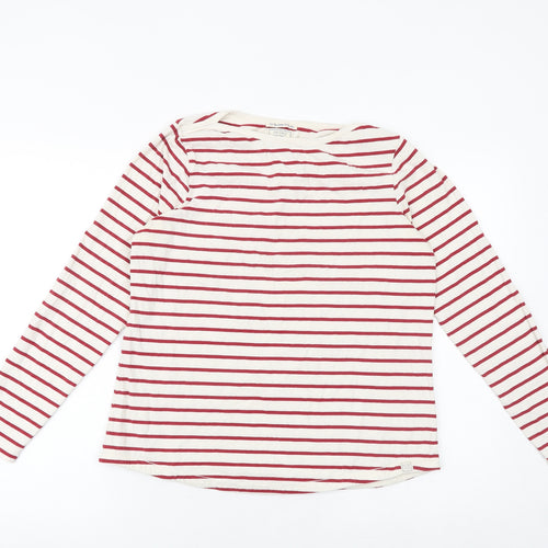 Fat Face Womens Red Striped Cotton Basic T-Shirt Size 12 Round Neck