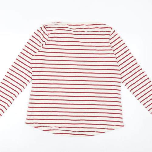 Fat Face Womens Red Striped Cotton Basic T-Shirt Size 12 Round Neck
