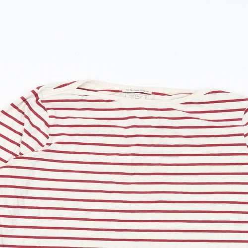 Fat Face Womens Red Striped Cotton Basic T-Shirt Size 12 Round Neck