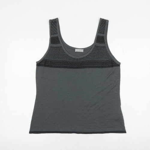 Per Una Womens Grey Geometric Viscose Basic Tank Size 18 Scoop Neck