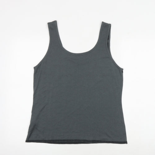Per Una Womens Grey Geometric Viscose Basic Tank Size 18 Scoop Neck