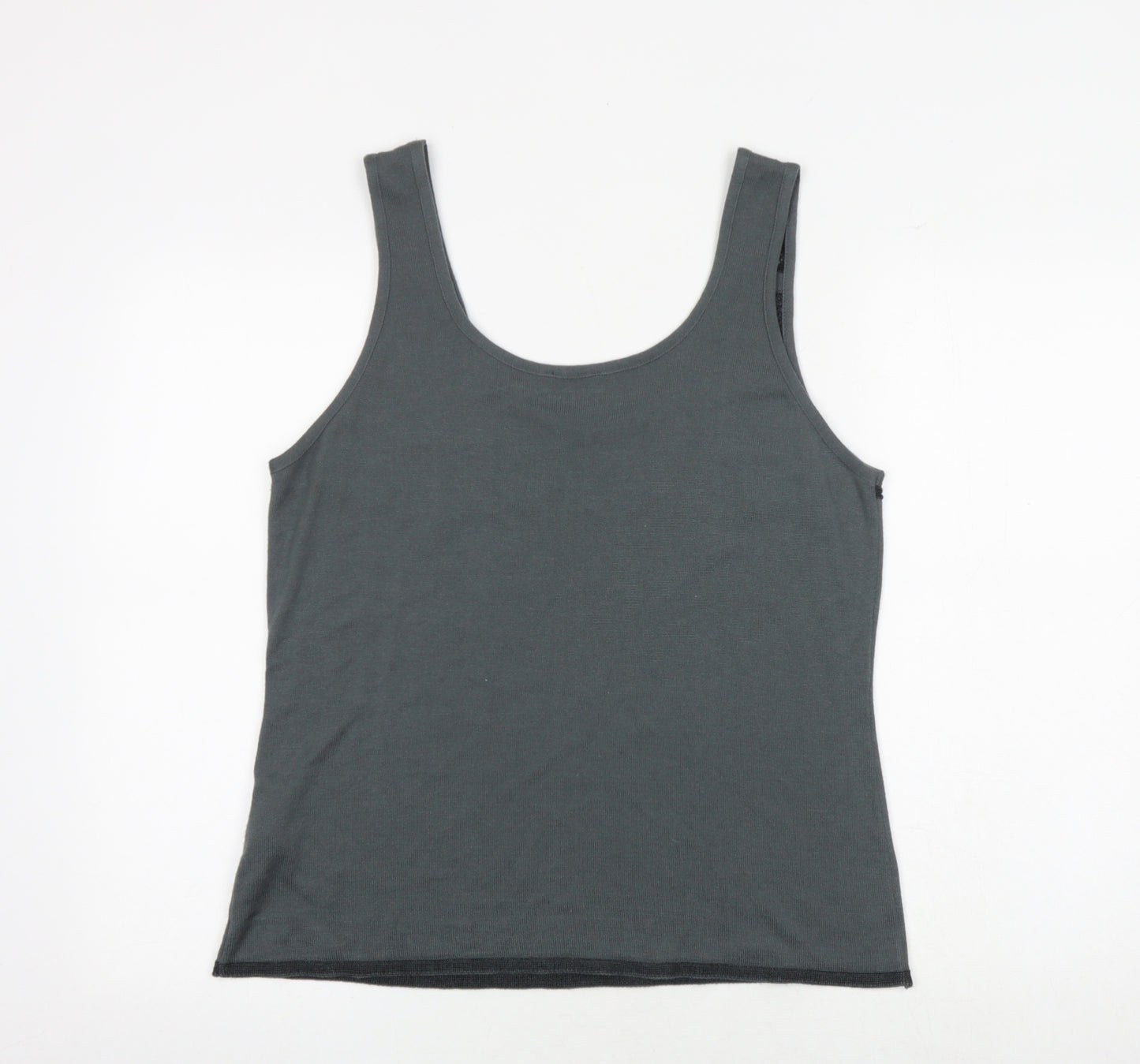 Per Una Womens Grey Geometric Viscose Basic Tank Size 18 Scoop Neck