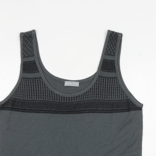 Per Una Womens Grey Geometric Viscose Basic Tank Size 18 Scoop Neck