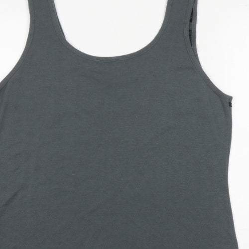 Per Una Womens Grey Geometric Viscose Basic Tank Size 18 Scoop Neck