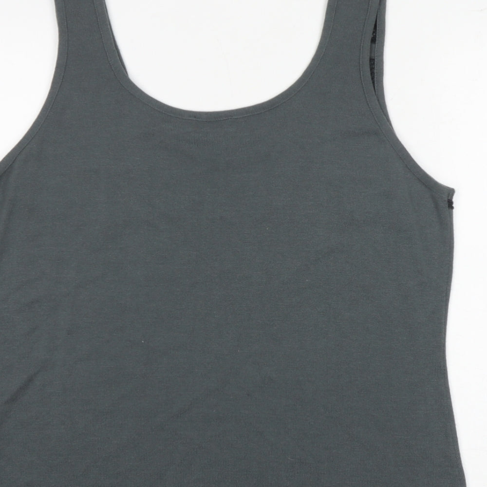 Per Una Womens Grey Geometric Viscose Basic Tank Size 18 Scoop Neck