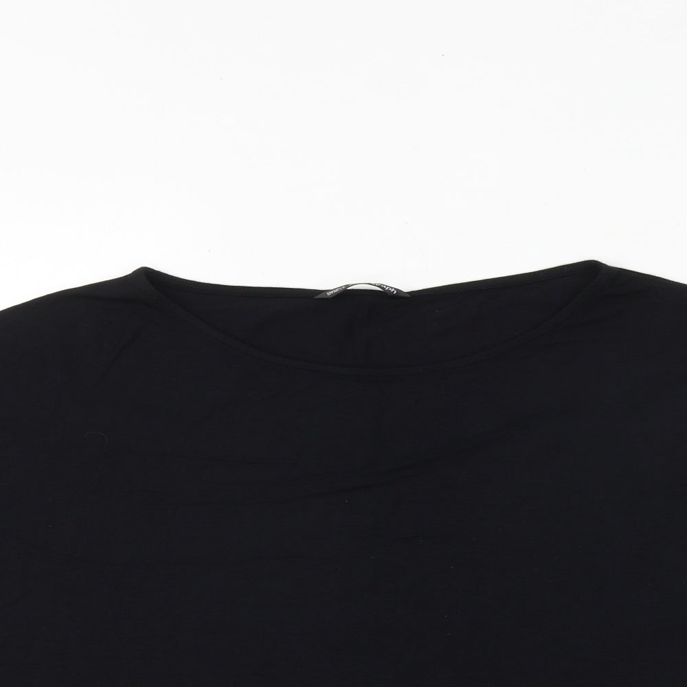 Marks and Spencer Womens Black Viscose Basic T-Shirt Size 16 Boat Neck