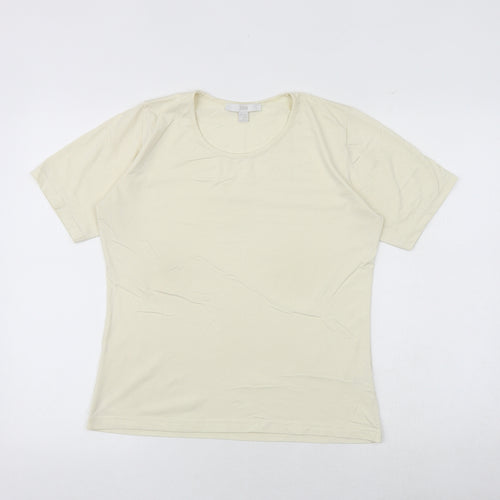 TCM Womens Ivory Polyamide Basic T-Shirt Size 14 Round Neck