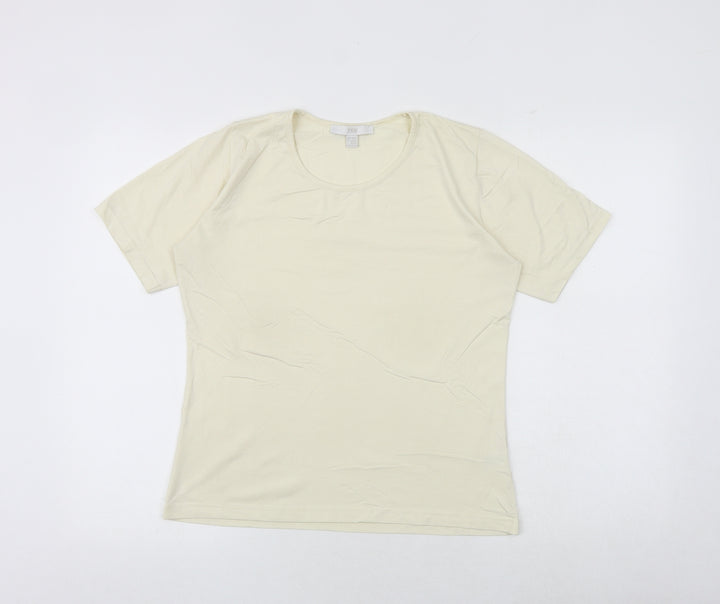 TCM Womens Ivory Polyamide Basic T-Shirt Size 14 Round Neck