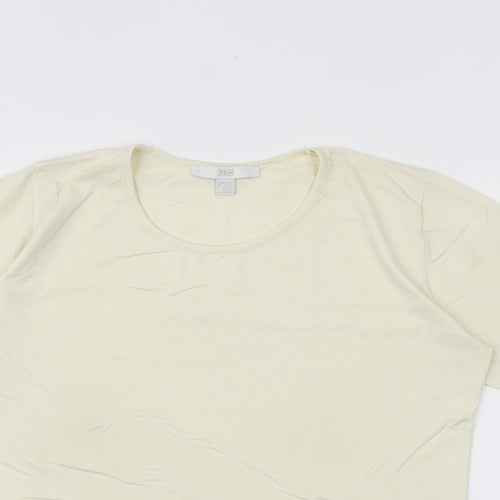 TCM Womens Ivory Polyamide Basic T-Shirt Size 14 Round Neck