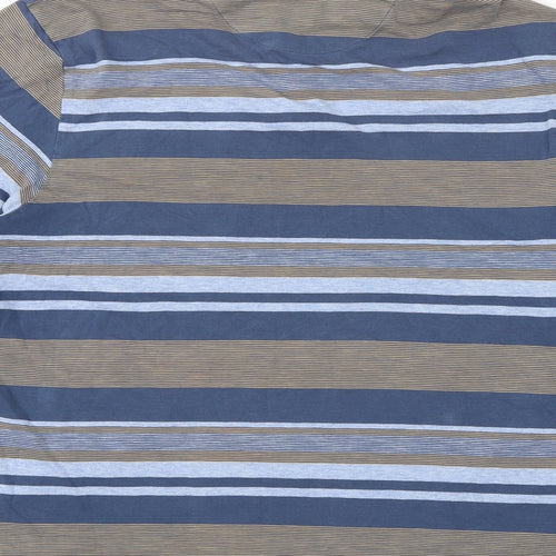 Marks and Spencer Mens Multicoloured Striped Cotton Polo Size L Collared Button