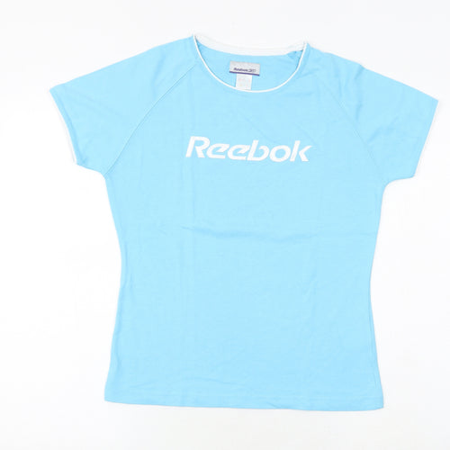 Reebok Womens Blue Polyester Basic T-Shirt Size 12 Round Neck Pullover