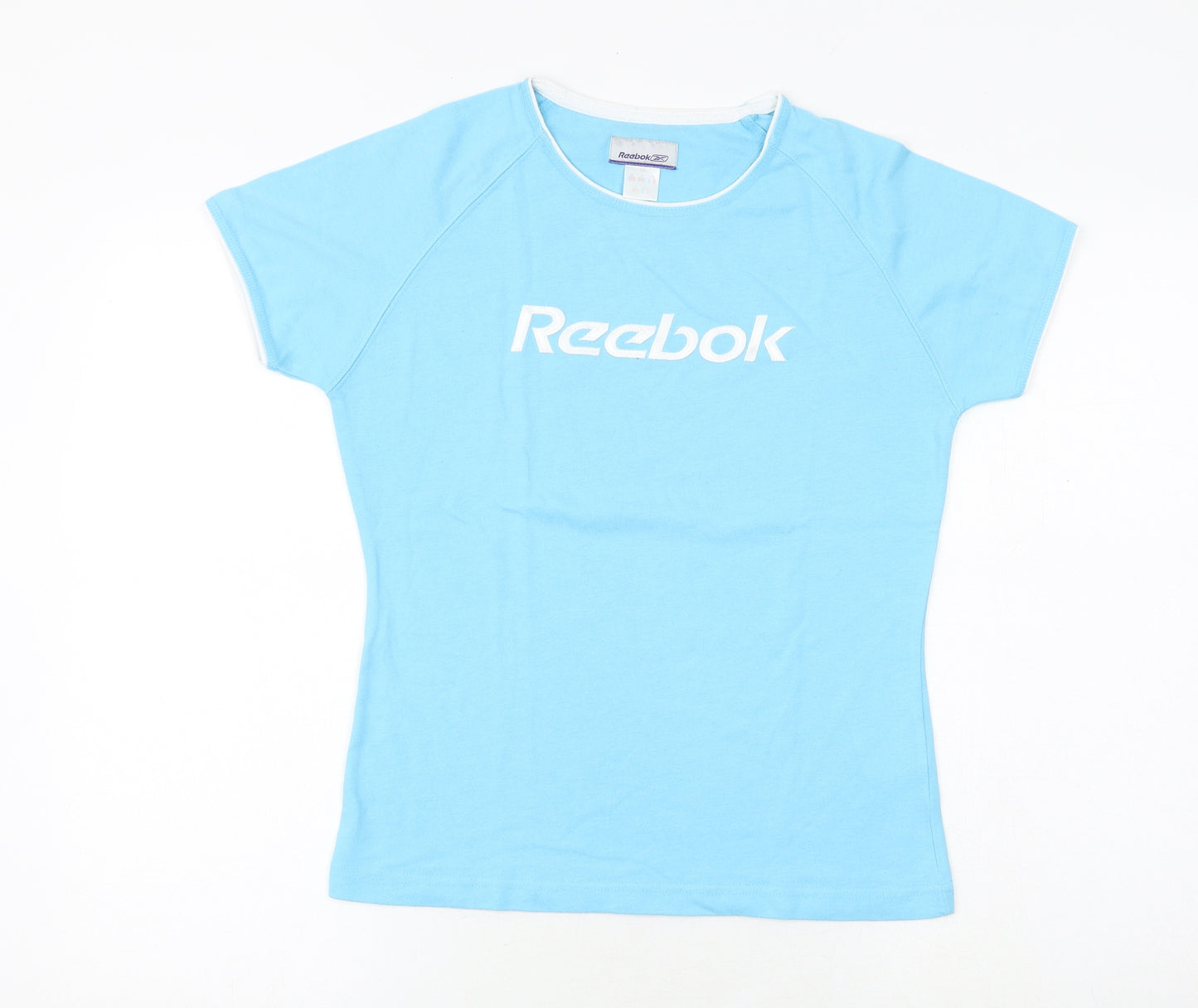 Reebok Womens Blue Polyester Basic T-Shirt Size 12 Round Neck Pullover