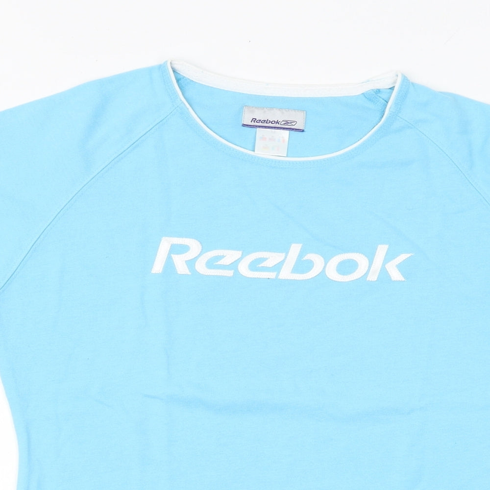 Reebok Womens Blue Polyester Basic T-Shirt Size 12 Round Neck Pullover