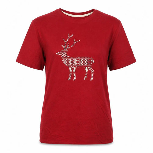 Marks and Spencer Womens Red 100% Cotton Basic T-Shirt Size S Crew Neck - Stag