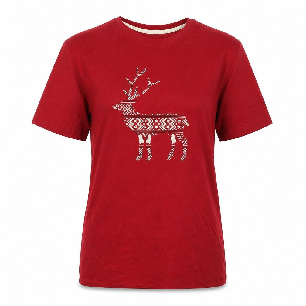 Marks and Spencer Womens Red 100% Cotton Basic T-Shirt Size S Crew Neck - Stag