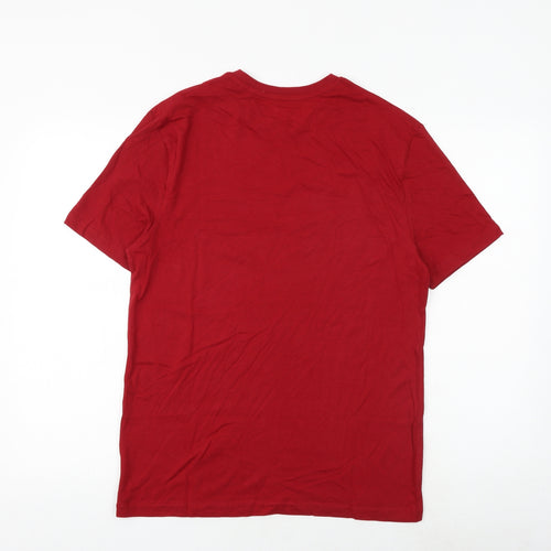 Marks and Spencer Womens Red 100% Cotton Basic T-Shirt Size S Crew Neck - Stag
