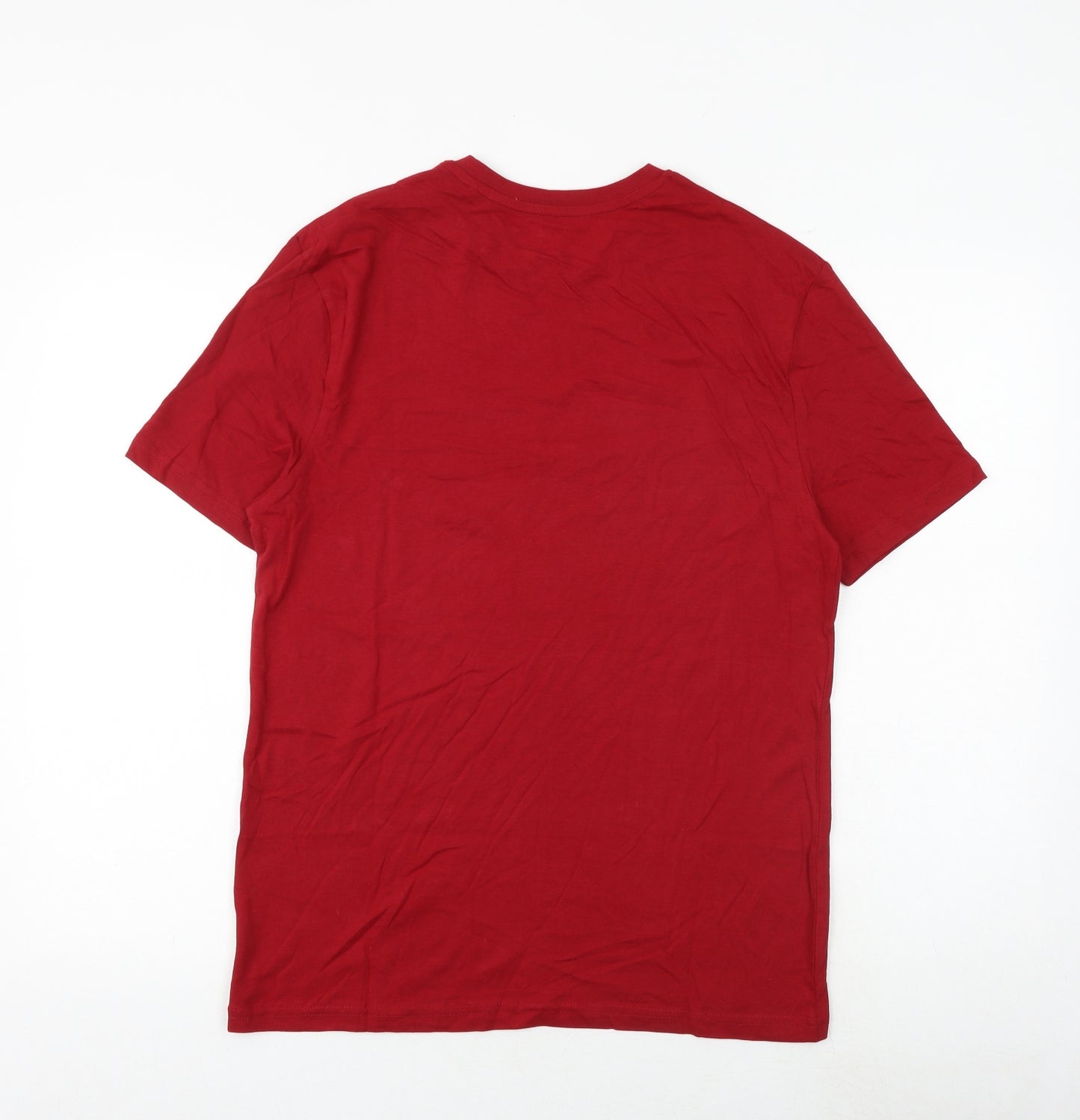 Marks and Spencer Womens Red 100% Cotton Basic T-Shirt Size S Crew Neck - Stag