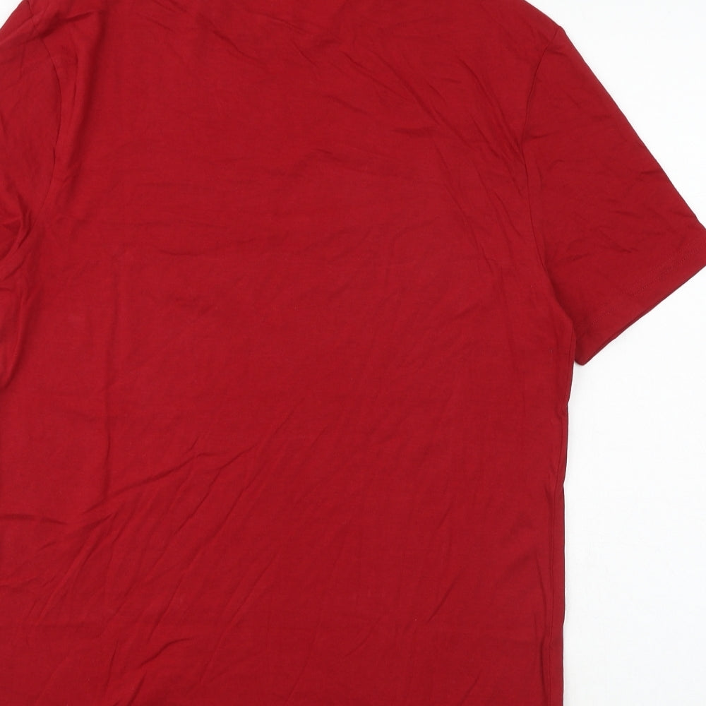 Marks and Spencer Womens Red 100% Cotton Basic T-Shirt Size S Crew Neck - Stag