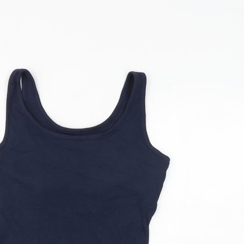 Marks and Spencer Womens Blue Cotton Basic Tank Size 16 Scoop Neck