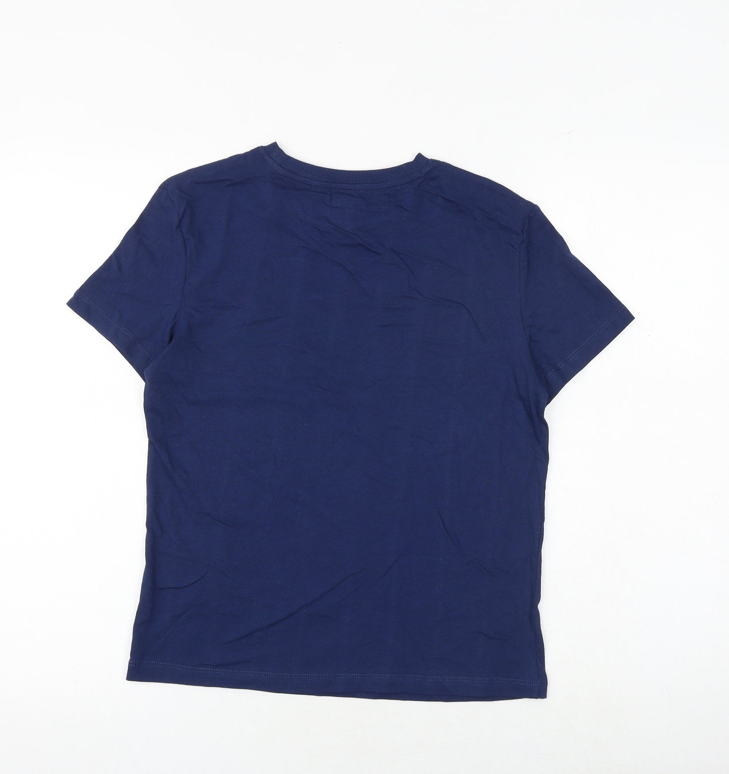 Marks and Spencer Boys Blue 100% Cotton Basic T-Shirt Size 10-11 Years Round Neck Pullover - Today Is A Good Day